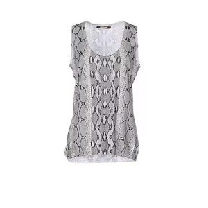 NEW Roberto Cavalli Grey Snakeskin  Printed Knit Scoop Neck Silk Blouse Top S 4